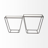 Arya (Set of 2) Black Rectangular Glass Top Iron Frame Accent Table by Mercana at Eve Furniture