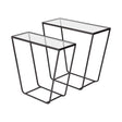 Arya (Set of 2) Black Rectangular Glass Top Iron Frame Accent Table by Mercana at Eve Furniture