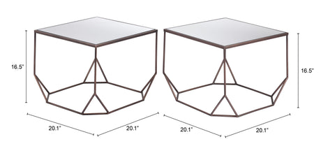 Arzon Bronze Coffee Table Set (2-Piece) by Zuomod at Eve Furniture