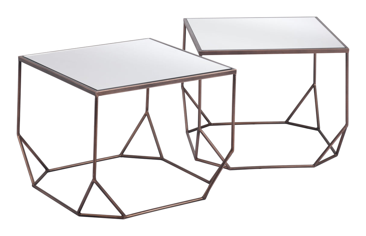 Arzon Bronze Coffee Table Set (2-Piece) by Zuomod at Eve Furniture