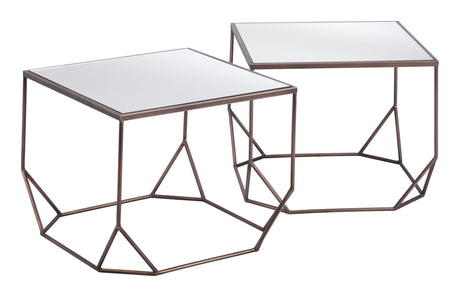 Arzon Bronze Coffee Table Set (2-Piece) by Zuomod at Eve Furniture