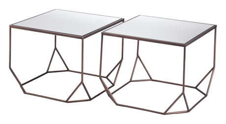 Arzon Bronze Coffee Table Set (2-Piece) by Zuomod at Eve Furniture