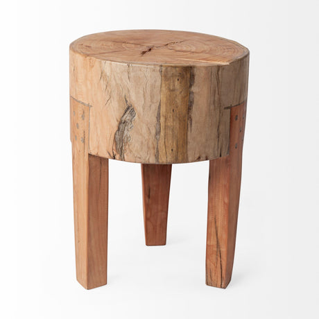 Asco Rustic Solid Reclaimed Wood Stool by Mercana at Eve Furniture