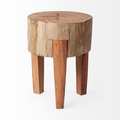 Asco Rustic Solid Reclaimed Wood Stool by Mercana at Eve Furniture