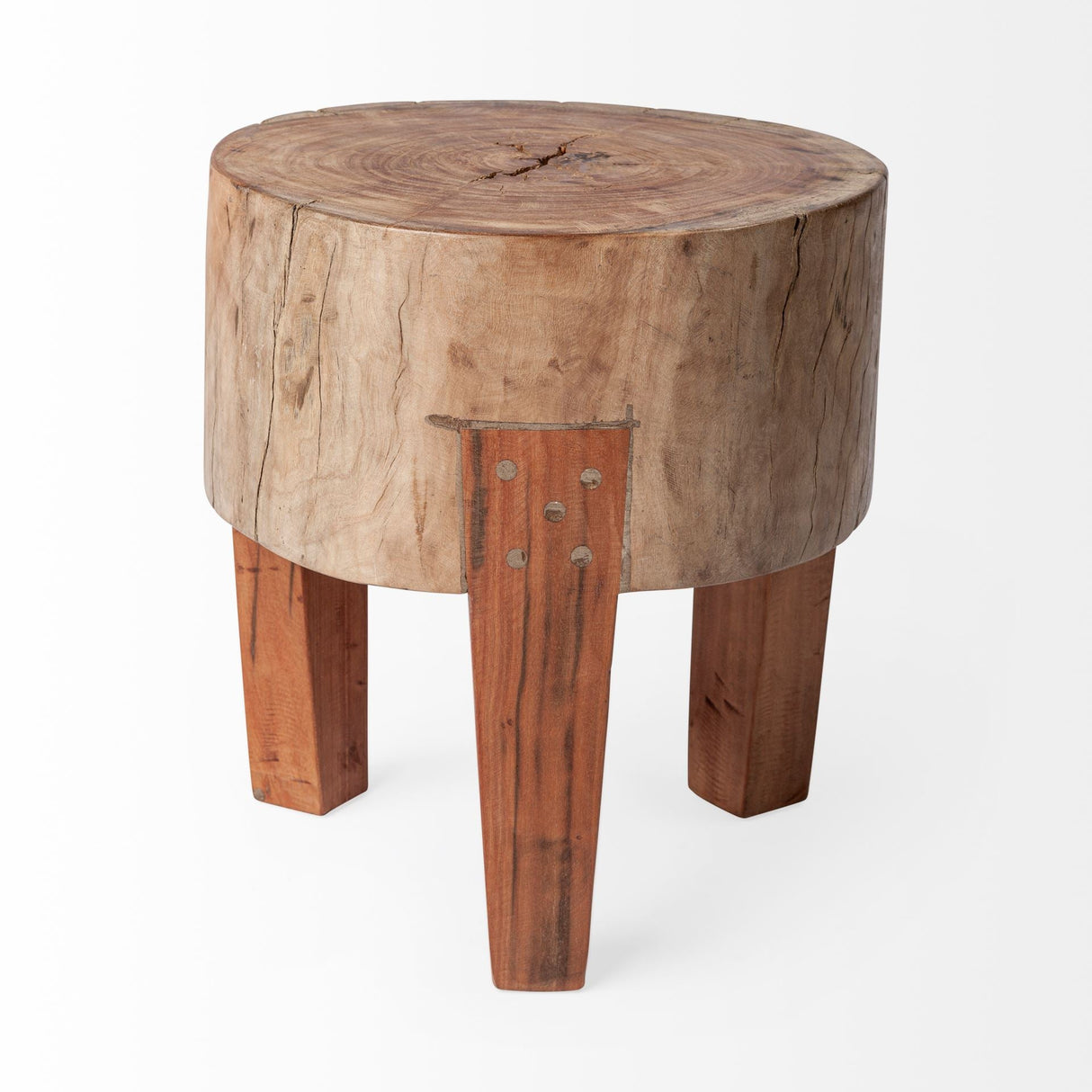Asco Rustic Solid Reclaimed Wood Stool by Mercana at Eve Furniture