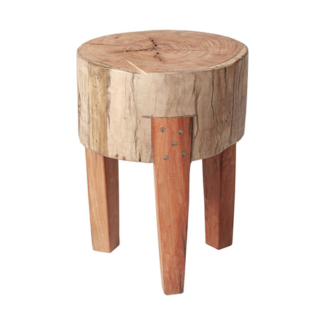 Asco Rustic Solid Reclaimed Wood Stool by Mercana at Eve Furniture