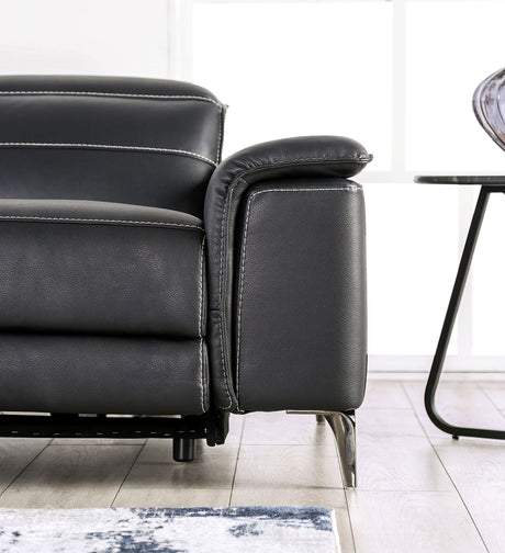 Ascona Black Leatherette Power Reclining Sofa & Loveseat by Furniture of America at Eve Furniture