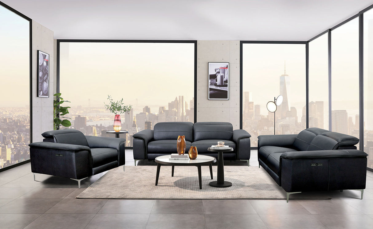 Ascona Black Leatherette Power Reclining Sofa & Loveseat by Furniture of America at Eve Furniture