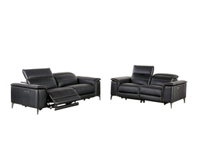 Ascona Black Leatherette Power Reclining Sofa & Loveseat by Furniture of America at Eve Furniture