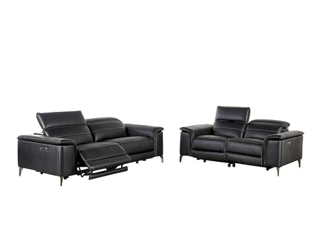 Ascona Black Leatherette Power Reclining Sofa & Loveseat by Furniture of America at Eve Furniture