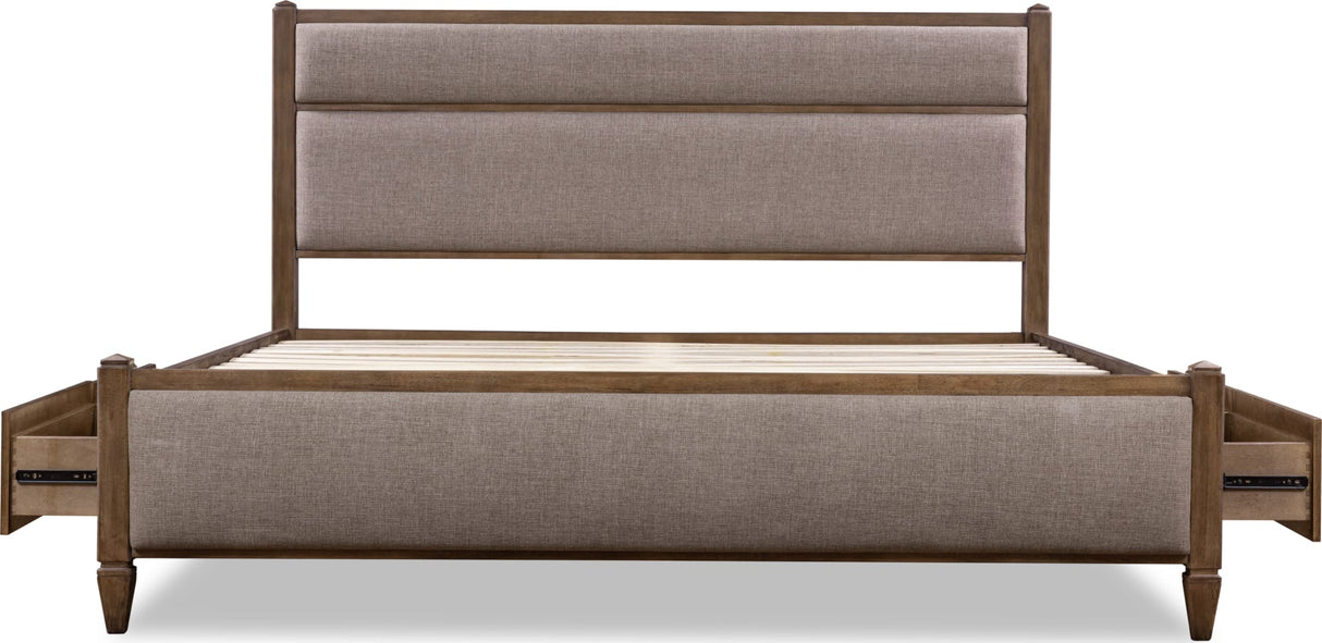 Ascott Mulch/Pecan Pie King Upholstered Storage Bed by Modus Furniture at Eve Furniture