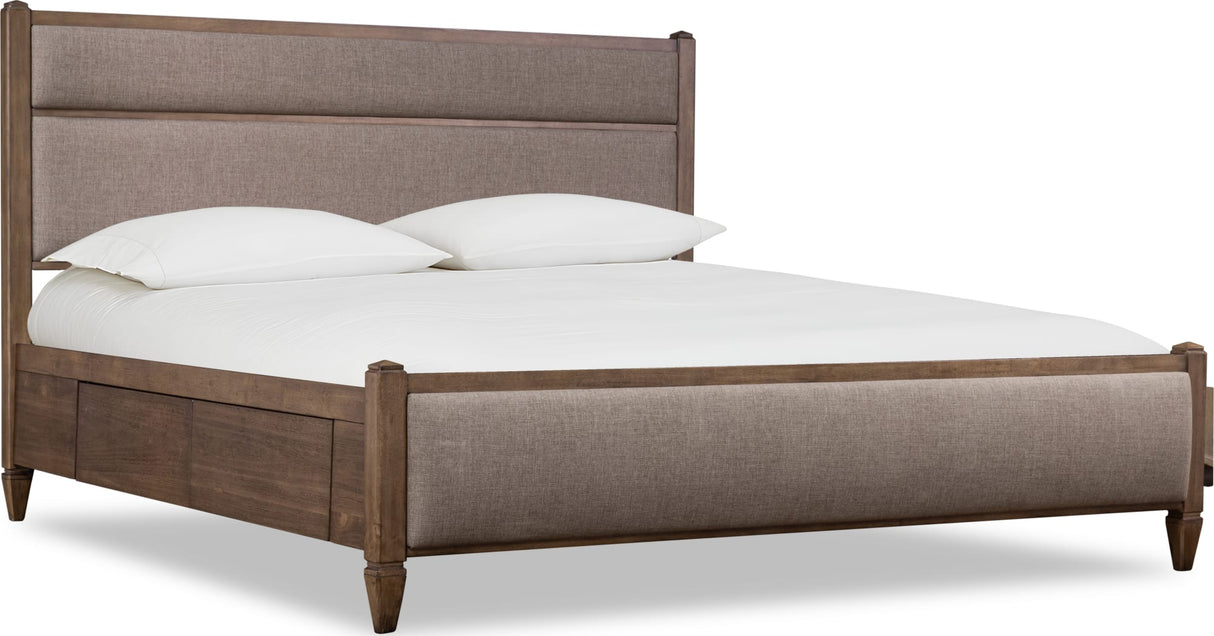 Ascott Mulch/Pecan Pie King Upholstered Storage Bed by Modus Furniture at Eve Furniture