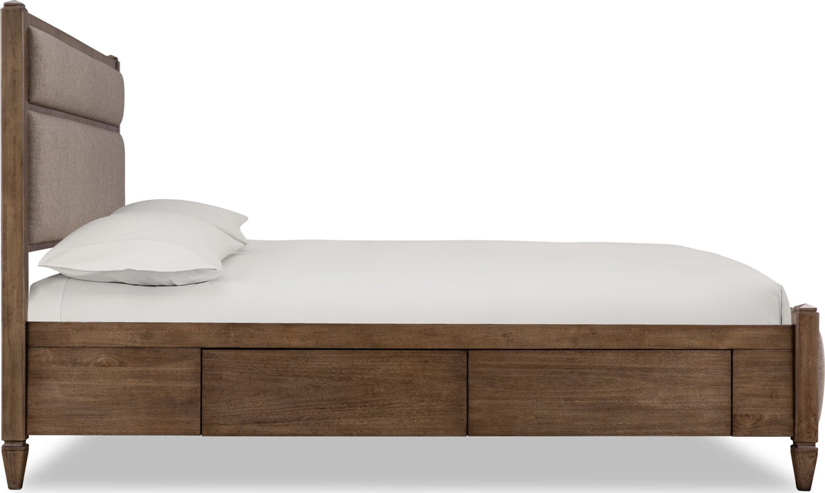 Ascott Mulch/Pecan Pie King Upholstered Storage Bed by Modus Furniture at Eve Furniture