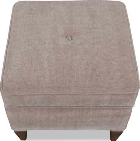 Ascott Mulch/Pecan Pie Upholstered Ottoman by Modus Furniture at Eve Furniture