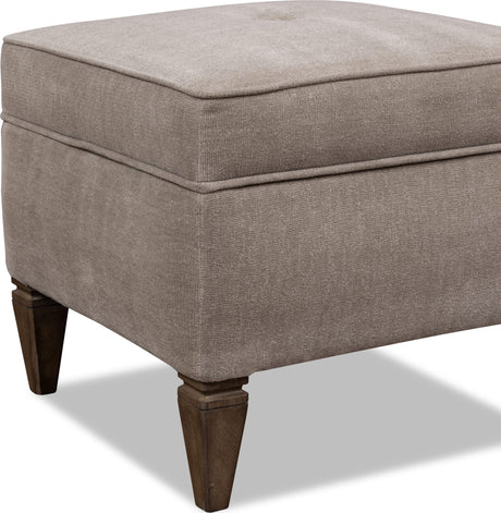 Ascott Mulch/Pecan Pie Upholstered Ottoman by Modus Furniture at Eve Furniture
