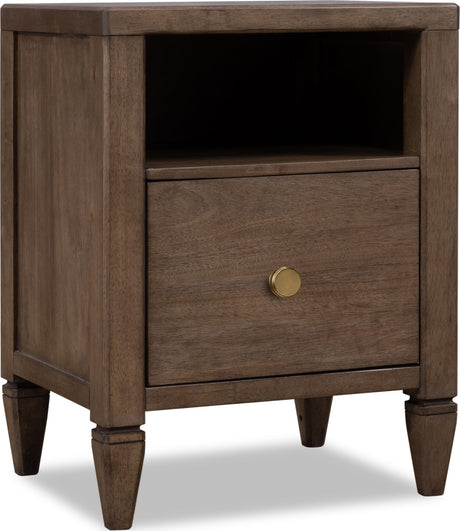 Ascott Pecan Pie 1 Drawer Nightstand by Modus Furniture at Eve Furniture