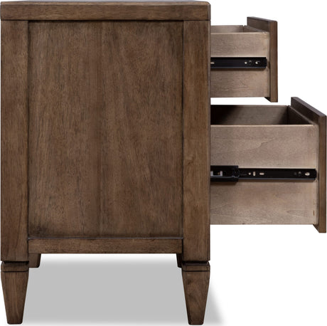 Ascott Pecan Pie 2 Drawer Nightstand by Modus Furniture at Eve Furniture