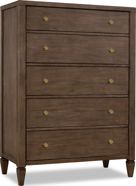 Ascott Pecan Pie 5 Drawer Chest by Modus Furniture at Eve Furniture