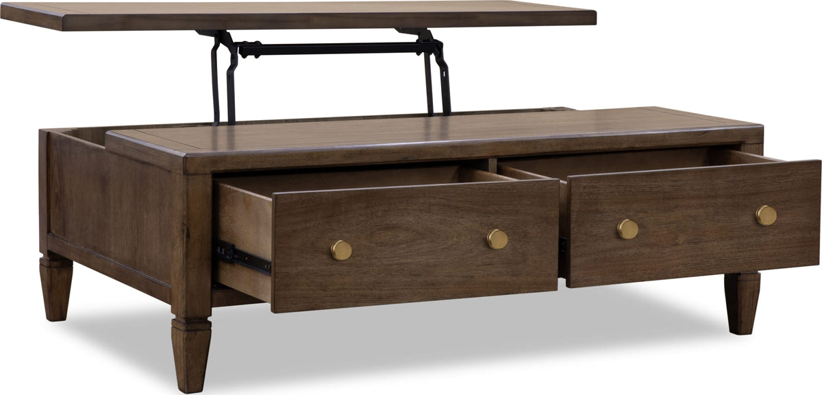 Ascott Pecan Pie Rectangular Lift Top Coffee Table by Modus Furniture at Eve Furniture