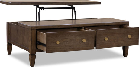 Ascott Pecan Pie Rectangular Lift Top Coffee Table by Modus Furniture at Eve Furniture