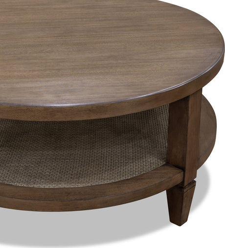 Ascott Pecan Pie Round Coffee Table by Modus Furniture at Eve Furniture