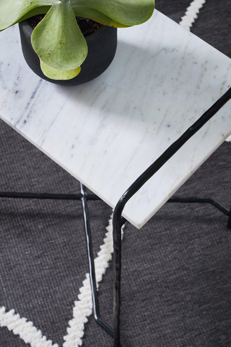 Ashber White/Black Accent Table by Ashley at Eve Furniture