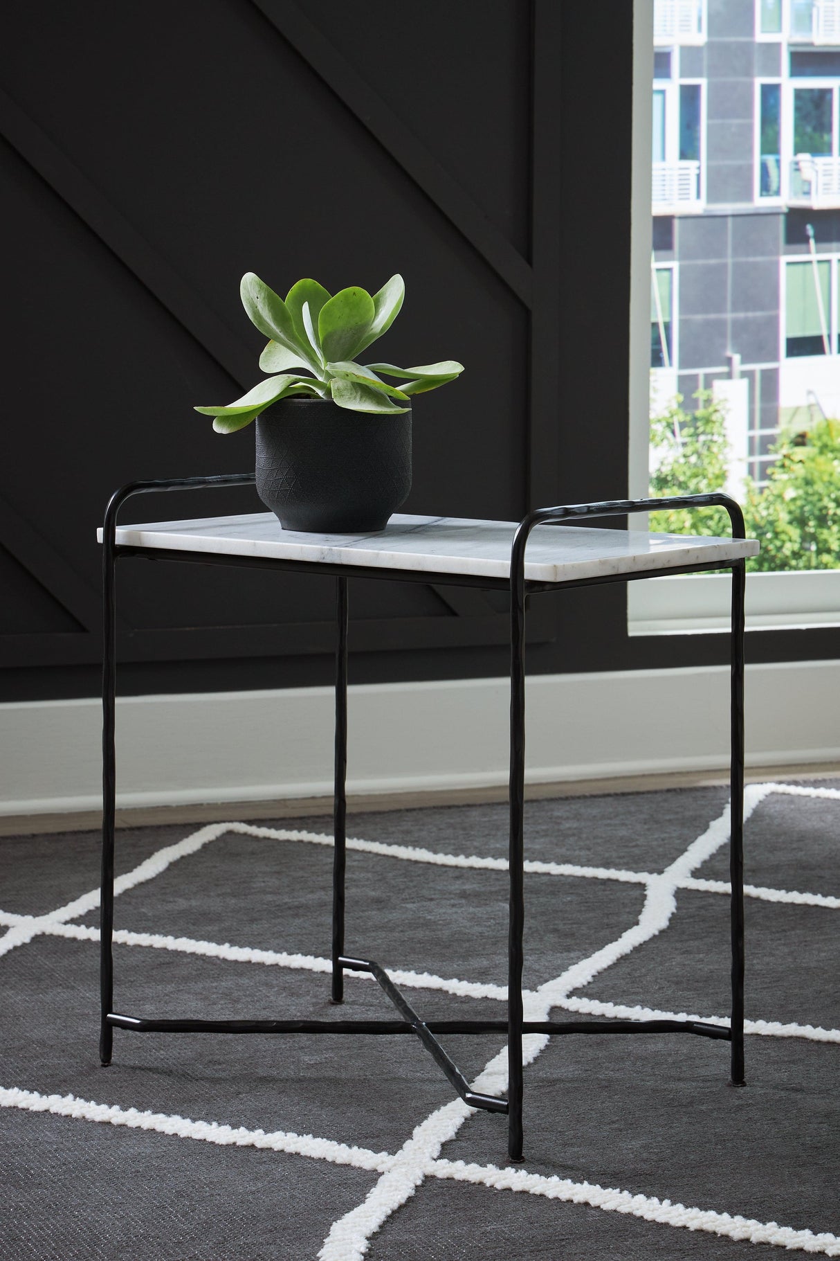 Ashber White/Black Accent Table by Ashley at Eve Furniture