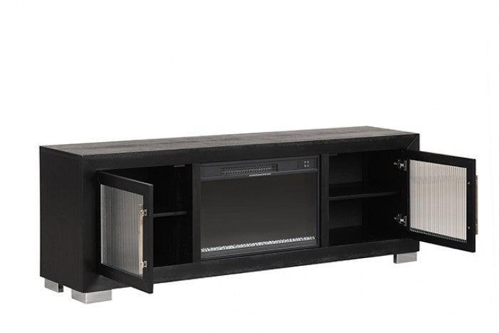 Ashbourne Black 72" TV Stand w/ Fire Place by Furniture of America at Eve Furniture