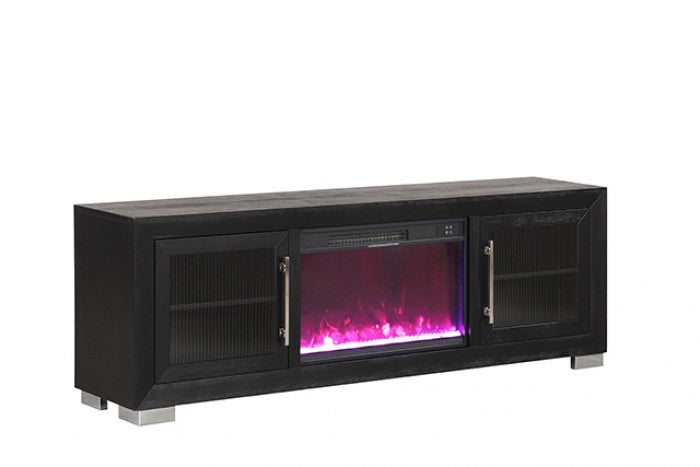 Ashbourne Black 72" TV Stand w/ Fire Place by Furniture of America at Eve Furniture
