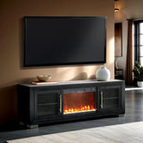 Ashbourne Black 72" TV Stand w/ Fire Place by Furniture of America at Eve Furniture