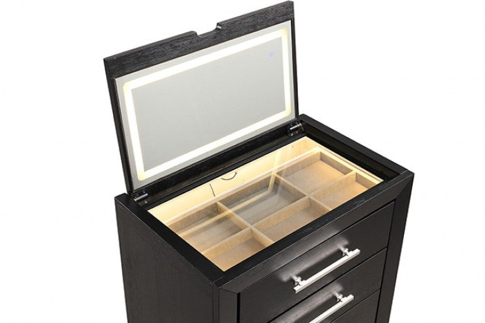 Ashbourne Black Bedside Vanity Set w/ Stool by Furniture of America at Eve Furniture