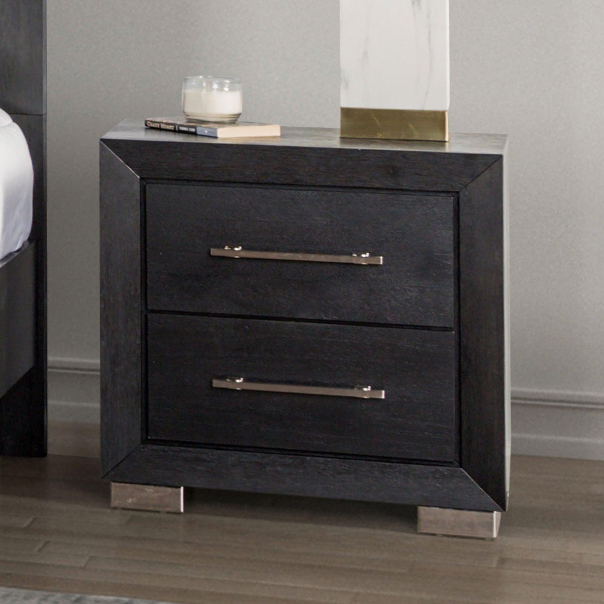 Ashbourne Black Night Stand w/ USB by Furniture of America at Eve Furniture