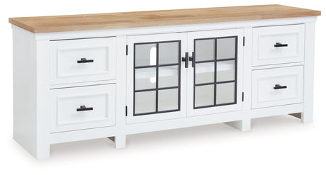 Ashbryn White/Natural 74" TV Stand