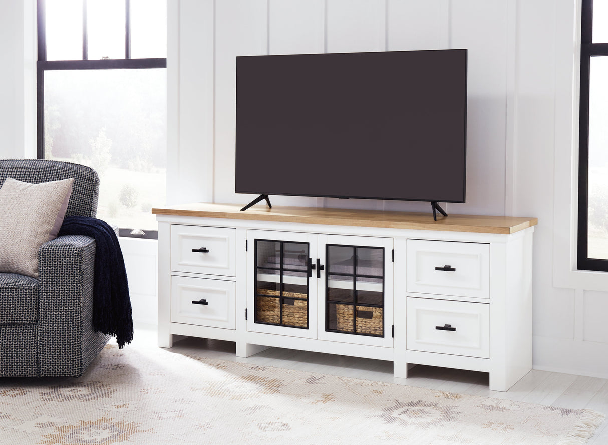 Ashbryn White/Natural 74" TV Stand