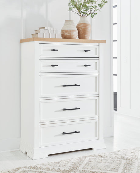 Ashbryn White/Natural Chest of Drawers by Ashley at Eve Furniture