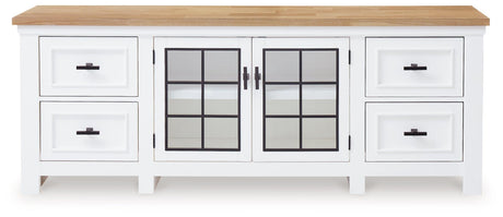 Ashbryn White/Natural 74" TV Stand by Ashley at Eve Furniture