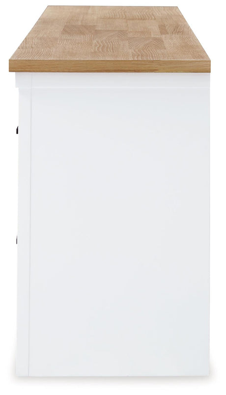 Ashbryn White/Natural 74" TV Stand by Ashley at Eve Furniture