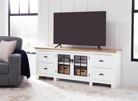 Ashbryn White/Natural 74" TV Stand by Ashley at Eve Furniture