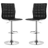 Ashbury Black/Chrome Upholstered Adjustable Bar Stools, Set of 2 by Coaster at Eve Furniture