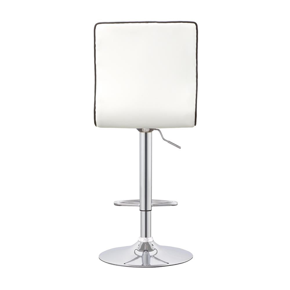 Ashbury White/Chrome Upholstered Adjustable Bar Stools, Set of 2