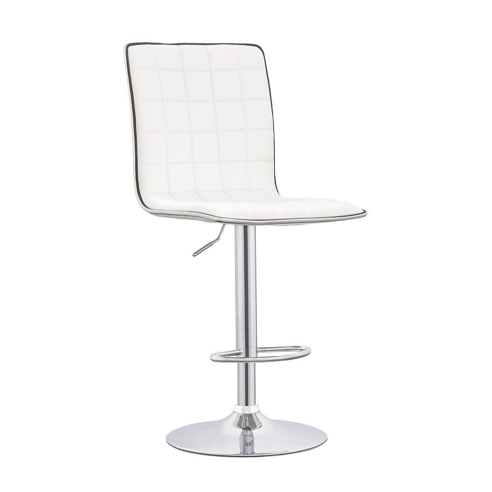 Ashbury White/Chrome Upholstered Adjustable Bar Stools, Set of 2 by Coaster at Eve Furniture