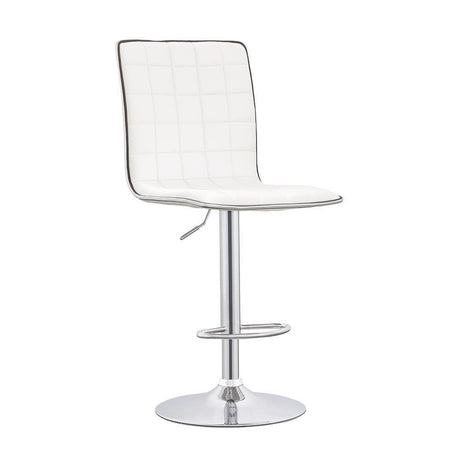 Ashbury White/Chrome Upholstered Adjustable Bar Stools, Set of 2 by Coaster at Eve Furniture