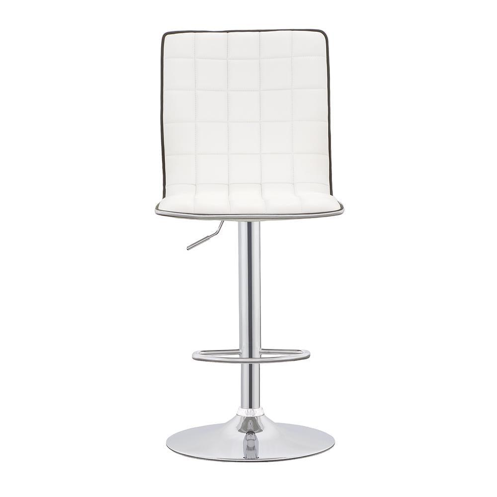 Ashbury White/Chrome Upholstered Adjustable Bar Stools, Set of 2 by Coaster at Eve Furniture