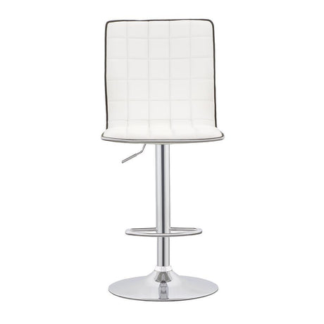 Ashbury White/Chrome Upholstered Adjustable Bar Stools, Set of 2 by Coaster at Eve Furniture