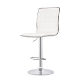 Ashbury White/Chrome Upholstered Adjustable Bar Stools, Set of 2 by Coaster at Eve Furniture