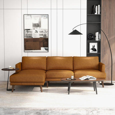 Lore L-Shaped Genuine Leather Sectional In Tan Left Facing by Ashcroft Imports at Eve Furniture