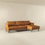 Lore L-Shaped Genuine Leather Sectional In Tan Right Facing by Ashcroft Imports at Eve Furniture