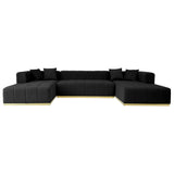 Nolan U-Shape Black Velvet Corner Sofa by Ashcroft Imports at Eve Furniture