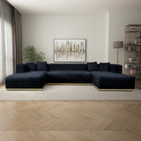 Nolan U-Shape Black Velvet Corner Sofa by Ashcroft Imports at Eve Furniture