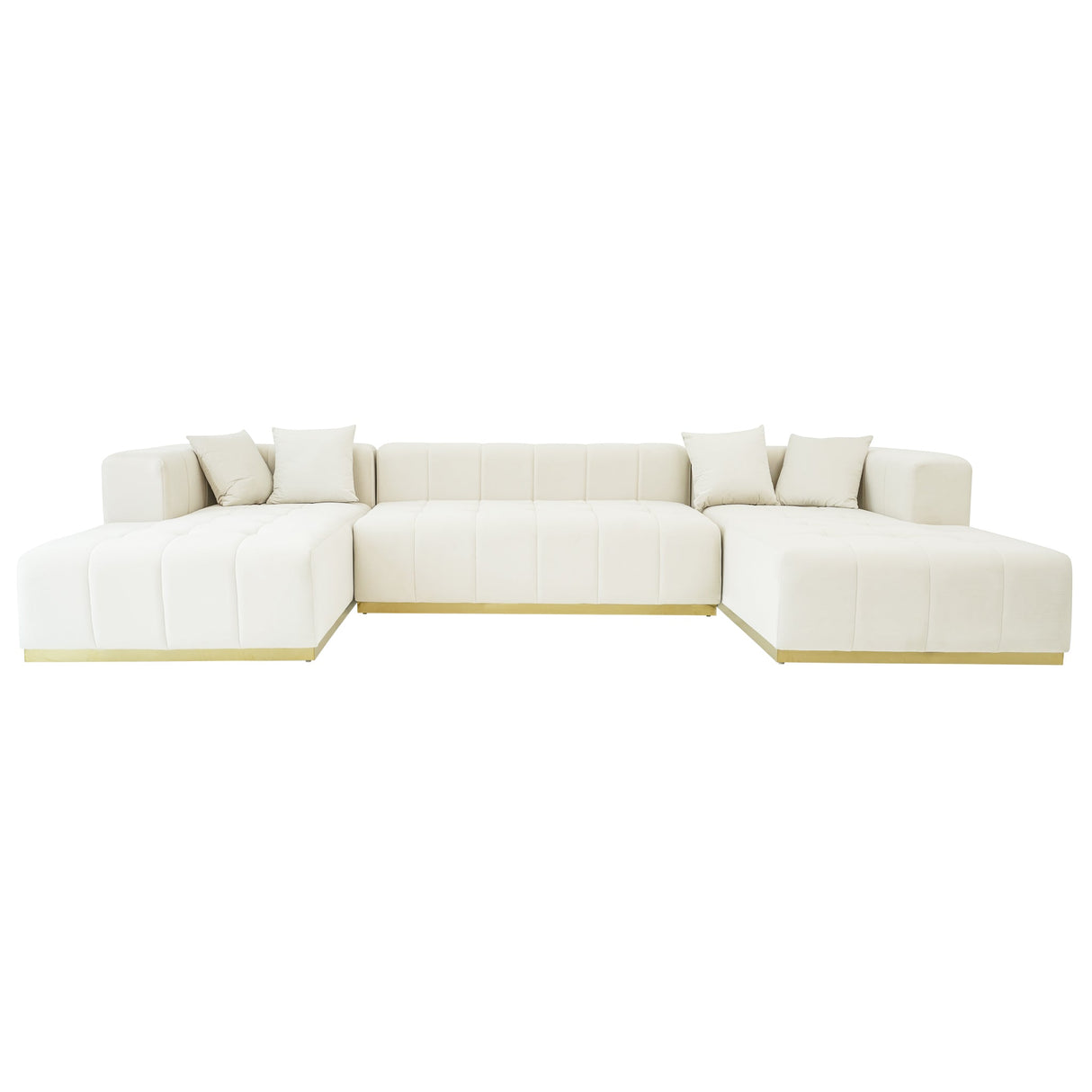 Nolan U-Shape Corner Sofa - Cream Velvet by Ashcroft Imports at Eve Furniture